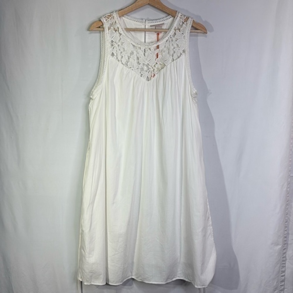 🌽 nwt Knox Rose white cotton blend, sleeveless airline dress with pockets & lace